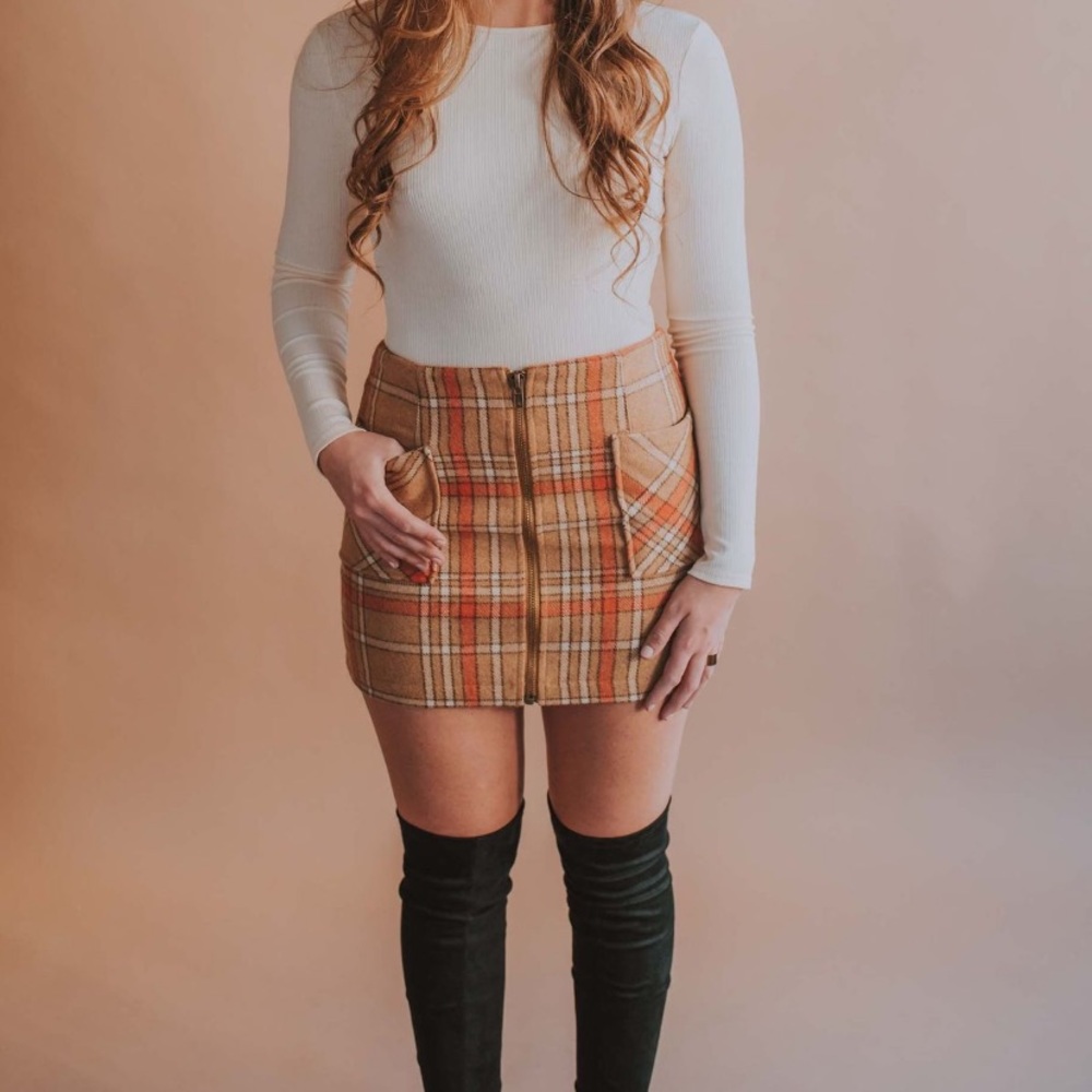 Honey Punch Plaid Double Pocket Zip Front